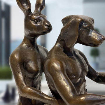 They Were the Authentic Vespa Riders in Rome (Bronze Sculpture, Miniature Collection)