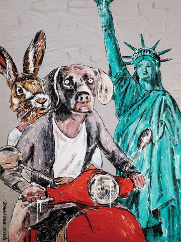 They always ride together in new york (Original Painting)