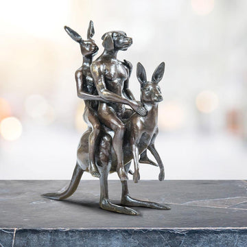 They Hopped into an Adventure of a Lifetime (Bronze Sculpture, Miniature Collection)