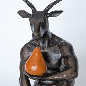 He thought about buying a new tie but he bought a pear instead (Bronze Sculpture)