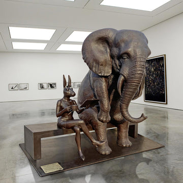 The African Elephant Never Forgot What He Learned and Neither Did Rabbitwoman (Bronze Sculpture)