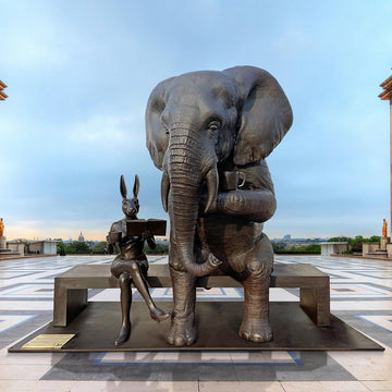 The African Elephant Never Forgot What He Learned and Neither Did Rabbitwoman (Bronze Sculpture)