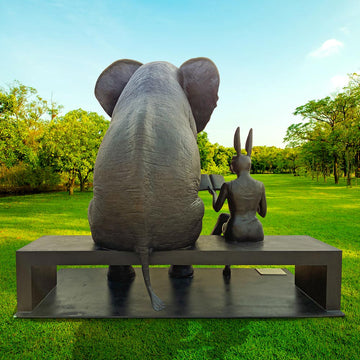 The African Elephant Never Forgot What He Learned and Neither Did Rabbitwoman (Bronze Sculpture)