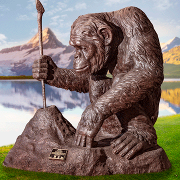 Wild Chimp Tool Use (Bronze Sculpture)
