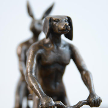 They Loved Riding Together in Paris (Bronze Sculpture, Miniature Collection)