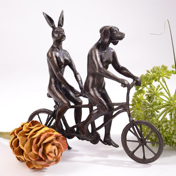 They Loved Riding Together in Paris (Bronze Sculpture, Miniature Collection)