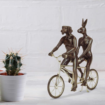 They Loved Riding Together in Paris (Bronze Sculpture, Miniature Collection)