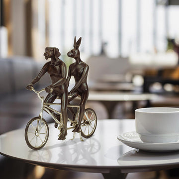 They Loved Riding Together in Paris (Bronze Sculpture, Miniature Collection)