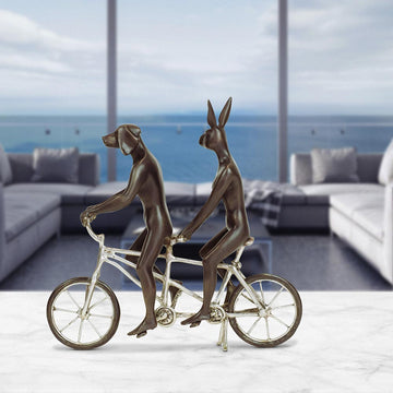They Loved Riding Together in Paris (Bronze Sculpture, Miniature Collection)