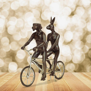 They Loved Riding Together in Paris (Bronze Sculpture, Miniature Collection)