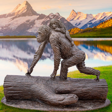Wild Chimp Knuckle Walking (Bronze Sculpture)