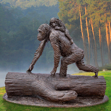 Wild Chimp Knuckle Walking (Bronze Sculpture)