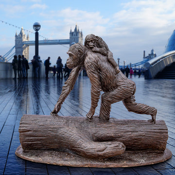 Wild Chimp Knuckle Walking (Bronze Sculpture)