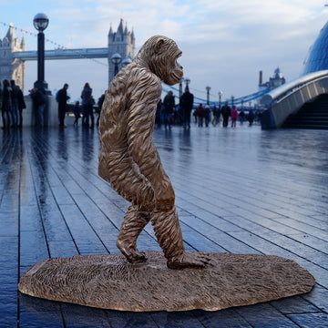 Wild Chimp Bipedal Walking (Bronze Sculpture)