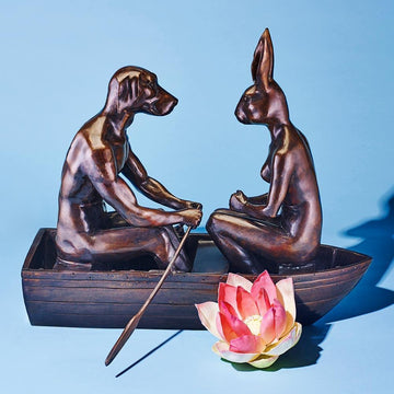 They Rowed, Rowed, Rowed Their Boat (Bronze Sculpture, Miniature Collection)