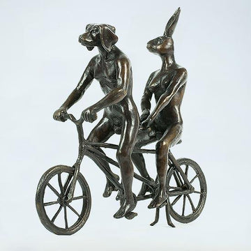 They Loved Riding Together in Paris (Bronze Sculpture, Miniature Collection)