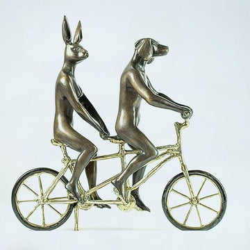 They Loved Riding Together in Paris (Bronze Sculpture, Miniature Collection)