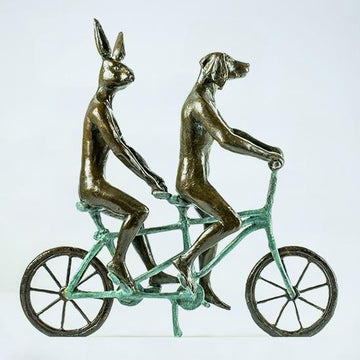They Loved Riding Together in Paris (Bronze Sculpture, Miniature Collection)