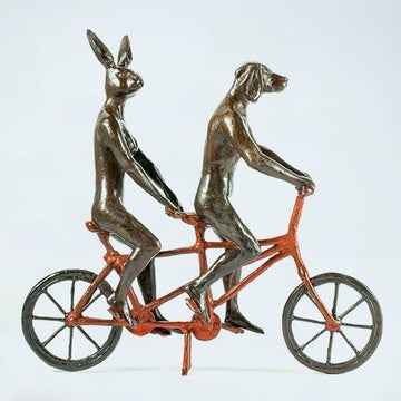 They Loved Riding Together in Paris (Bronze Sculpture, Miniature Collection)