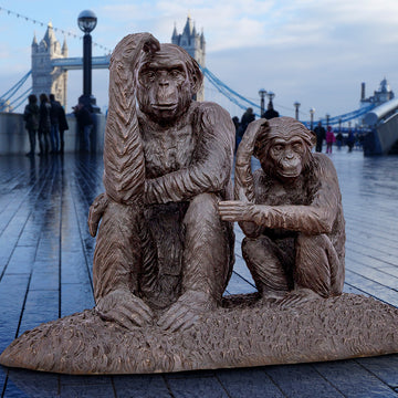 Wild Chimp Imitation (Bronze Sculpture)