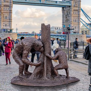 Wild Chimp Play (Bronze Sculpture)