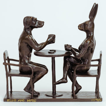 They Drank Coffee All Day and All Night (Bronze Sculpture, Miniature Collection)