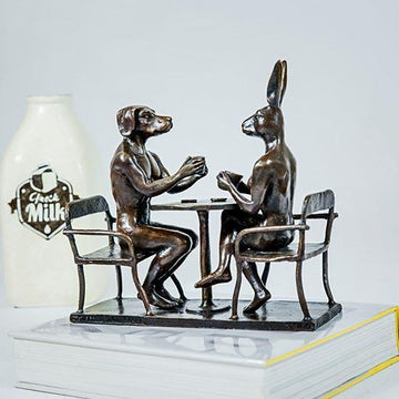 They Drank Coffee All Day and All Night (Bronze Sculpture, Miniature Collection)