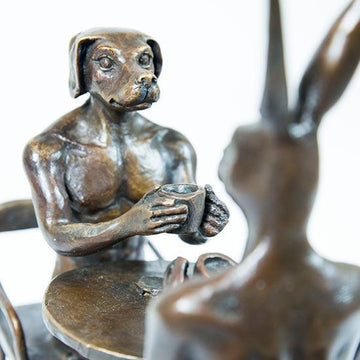 They Drank Coffee All Day and All Night (Bronze Sculpture, Miniature Collection)