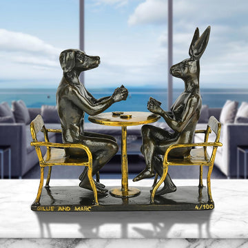 They Drank Coffee All Day and All Night (Bronze Sculpture, Miniature Collection)