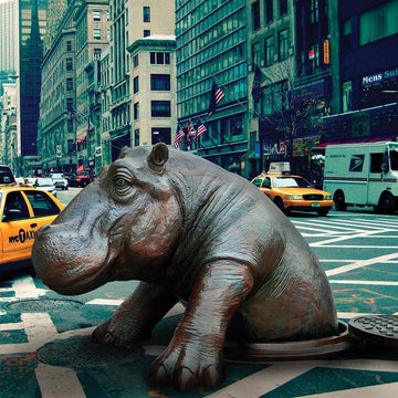 Come Out, Come Out Hippo, Wherever You Are (Bronze Sculpture, Large)