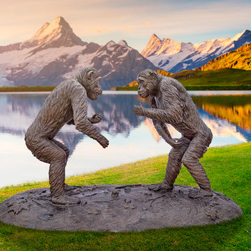Wild Chimp Conflict (Bronze Sculpture)