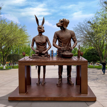 They Were No Master Chefs but That Didn't Stop Them Making a Feast (Bronze Sculpture)