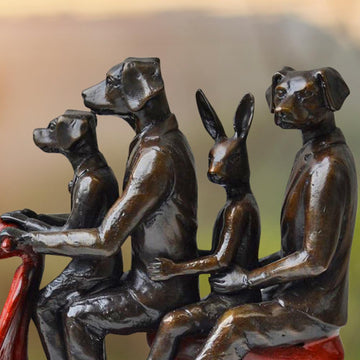 The loving family vespa riders (Bronze Sculpture, Miniature Collection)