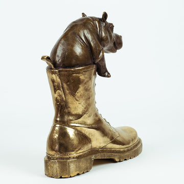 Walk with the baby hippo (Bronze Sculpture, Small)
