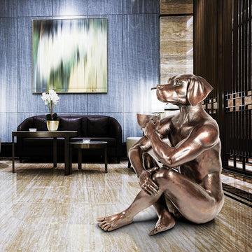 He Loved His Long Black (Bronze Sculpture)