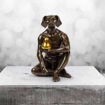 Dogman Grew a Pear (Bronze Sculpture, Miniature)