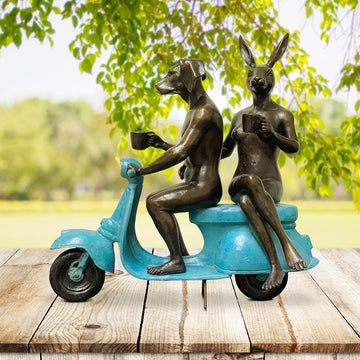 They Loved Coffee, Riding and Each Other (Bronze Sculpture)