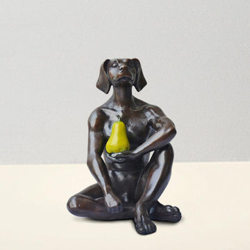 Dogman Grew a Pear (Bronze Sculpture, Miniature)