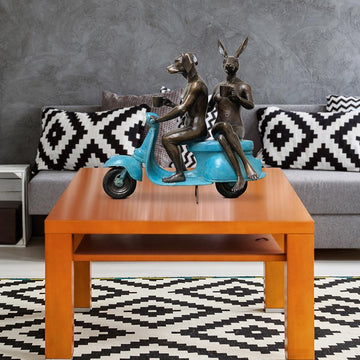 They Loved Coffee, Riding and Each Other (Bronze Sculpture)
