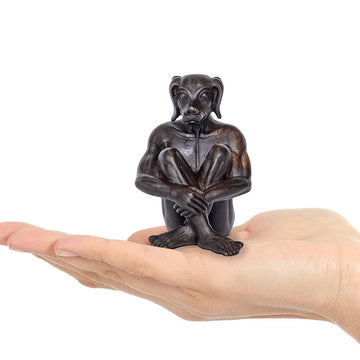 Dogman thinks big (Bronze Sculpture, Pocket Size)