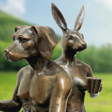 They Loved Coffee, Riding and Each Other (Bronze Sculpture)