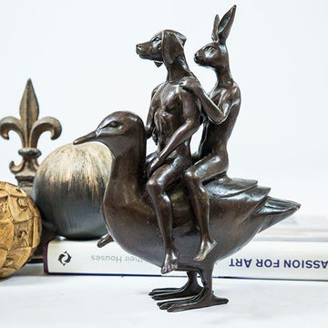 They Were Like Birds of a Feather So They Stuck Together (Bronze Sculpture, Miniature Collection)