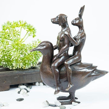 They Were Like Birds of a Feather So They Stuck Together (Bronze Sculpture, Miniature Collection)
