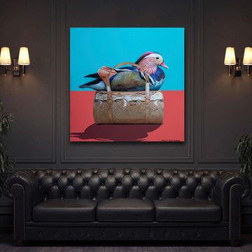My Favourite Mandarin Duck in a Gold Handbag (Original Painting)