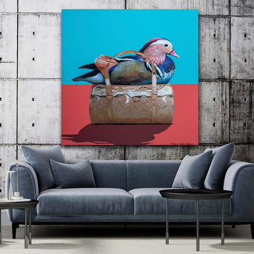 My Favourite Mandarin Duck in a Gold Handbag (Original Painting)