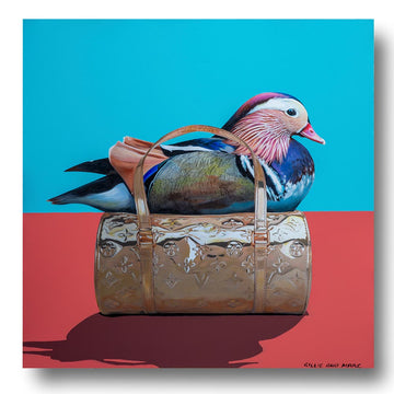 My Favourite Mandarin Duck in a Gold Handbag (Original Painting)