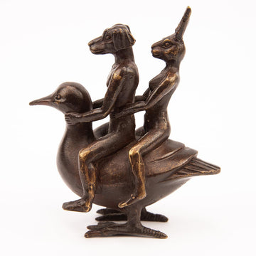 Duck Riders in Love (Bronze Sculpture, Pocket Size)
