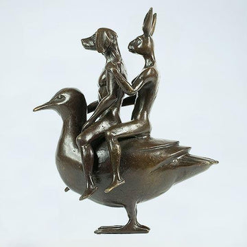 They Were Like Birds of a Feather So They Stuck Together (Bronze Sculpture, Miniature Collection)