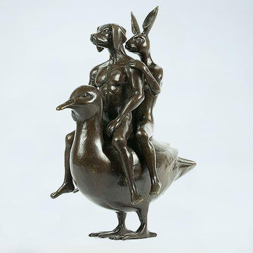 They Were Like Birds of a Feather So They Stuck Together (Bronze Sculpture, Miniature Collection)