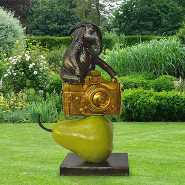 The Elephant Wanted a Big Camera and Big Pear (Bronze Sculpture)